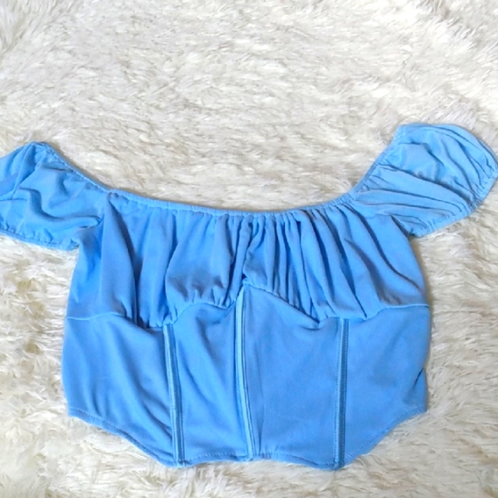 Blue Off-Shoulder Women's Top